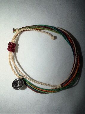 Pura Vida Rainbow Cord Bracelet with Silver Coin Charm